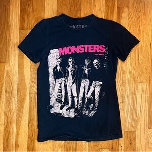 MONSE Black and Pink Graphic Short Sleeve Tee